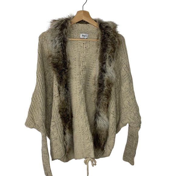 Cardigan MILITARY HIPPIE Felicity Faux Fur Batwing - Picture 1 of 4